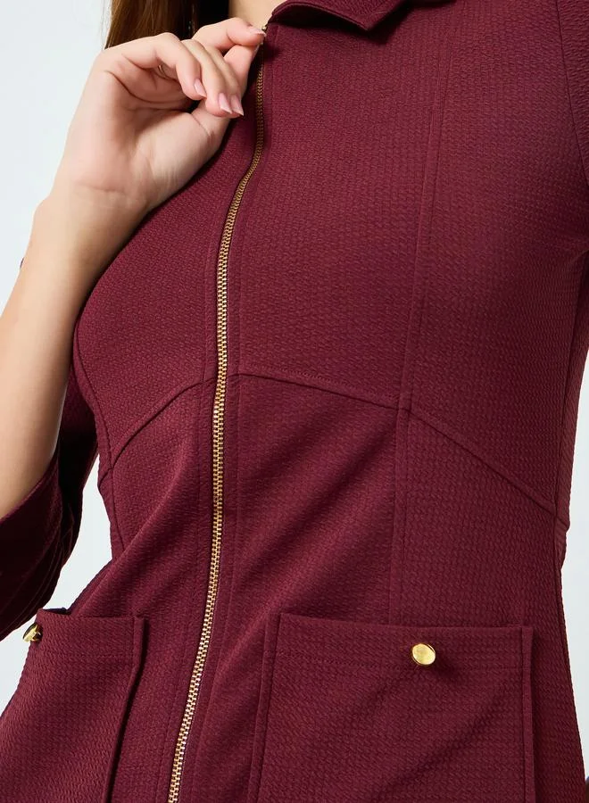 ستايلي فستان ميدي بتصميم قميص وأكمام 3